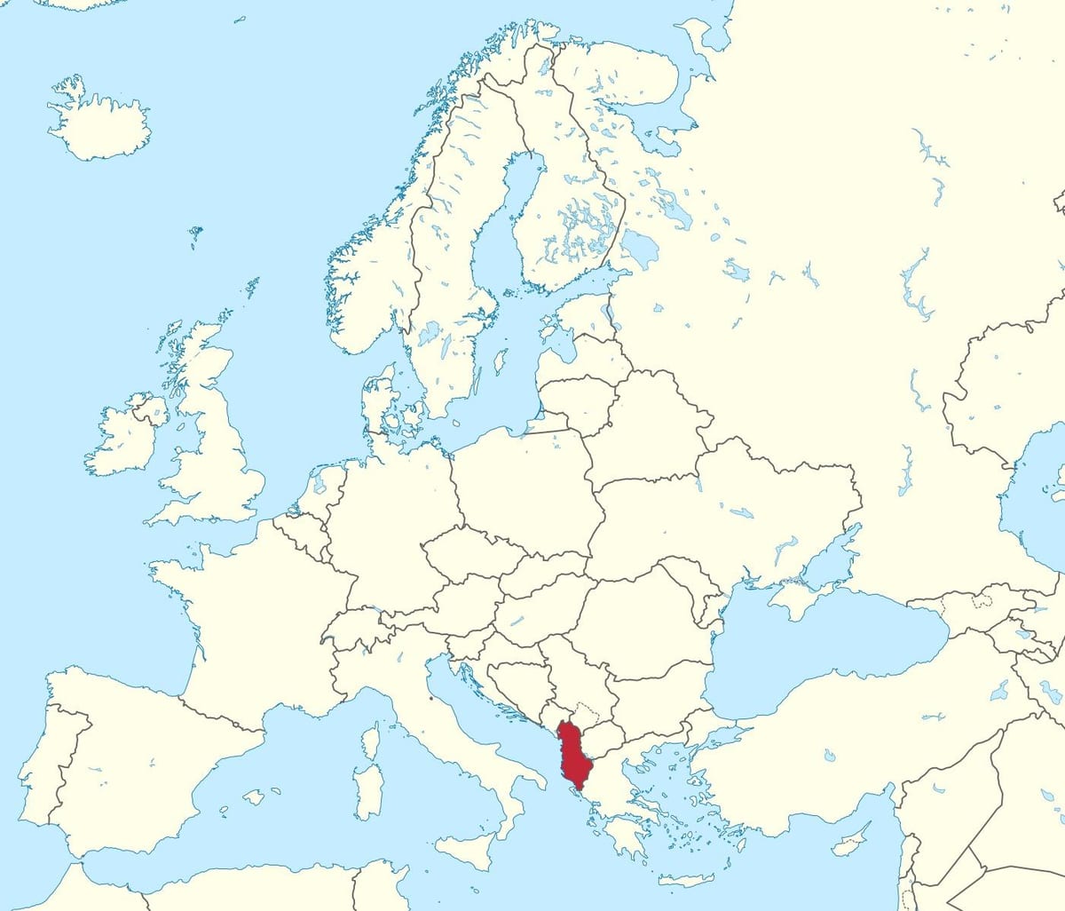 kaart van Albanië op europese