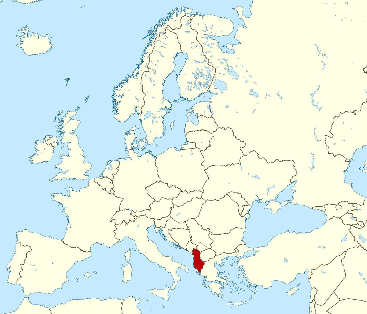 wêreld kaart wat Albanië