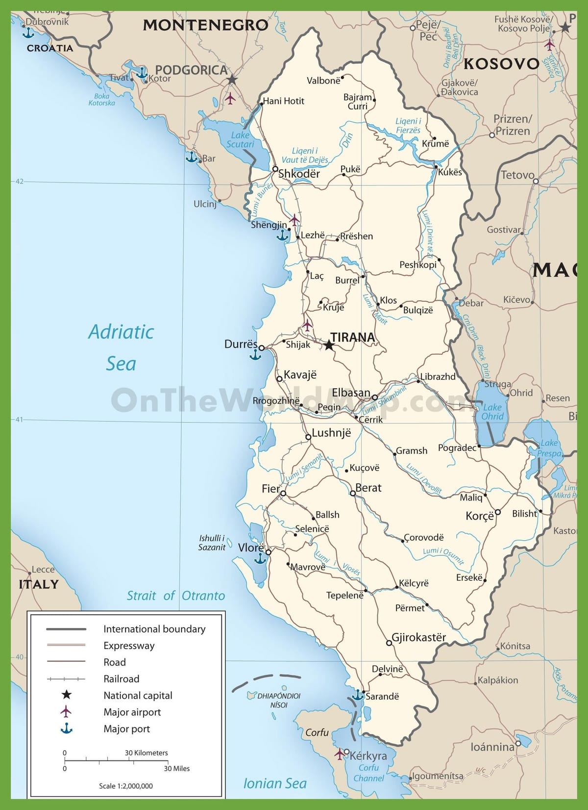 Albanië paaie kaart