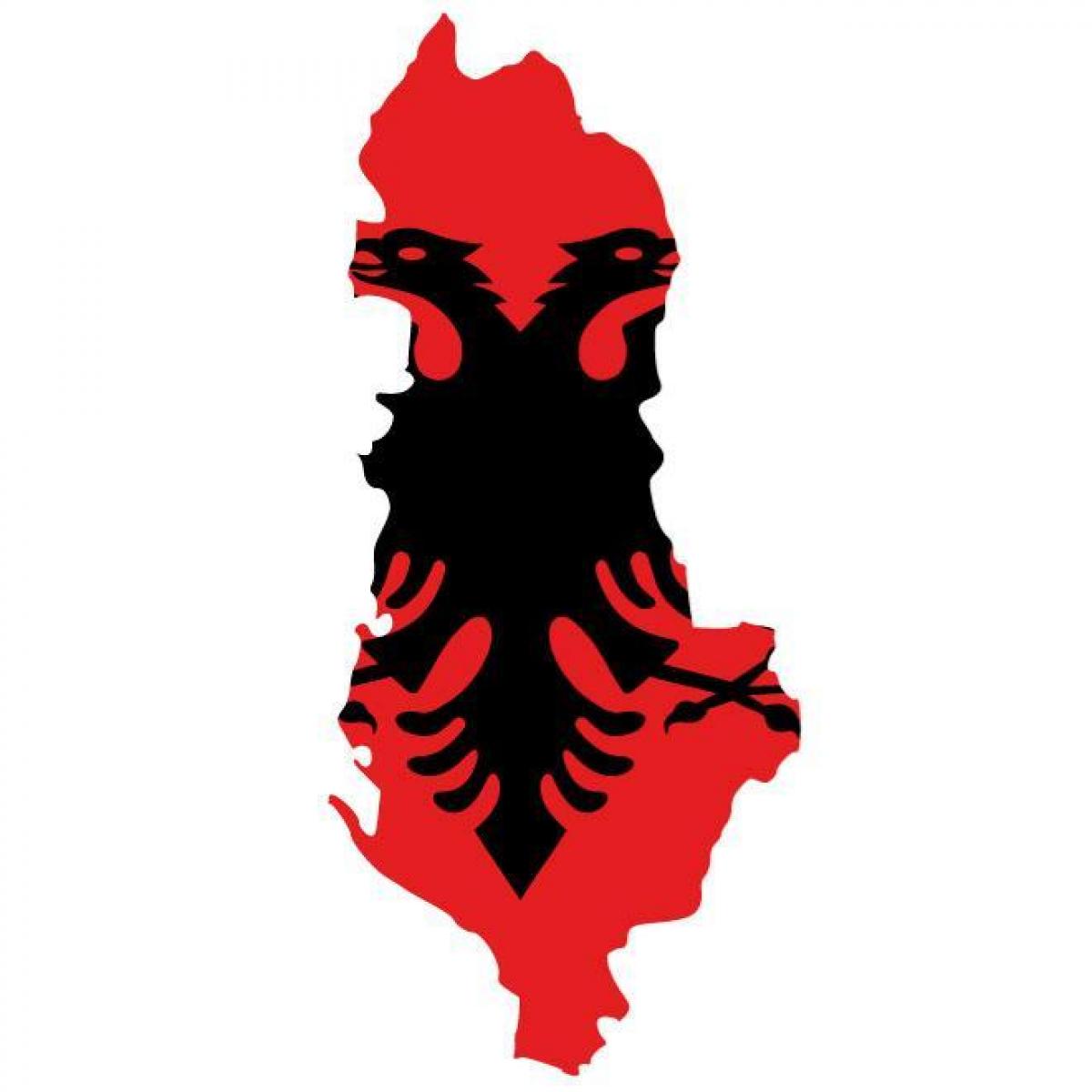 kaart van Albanië vlag