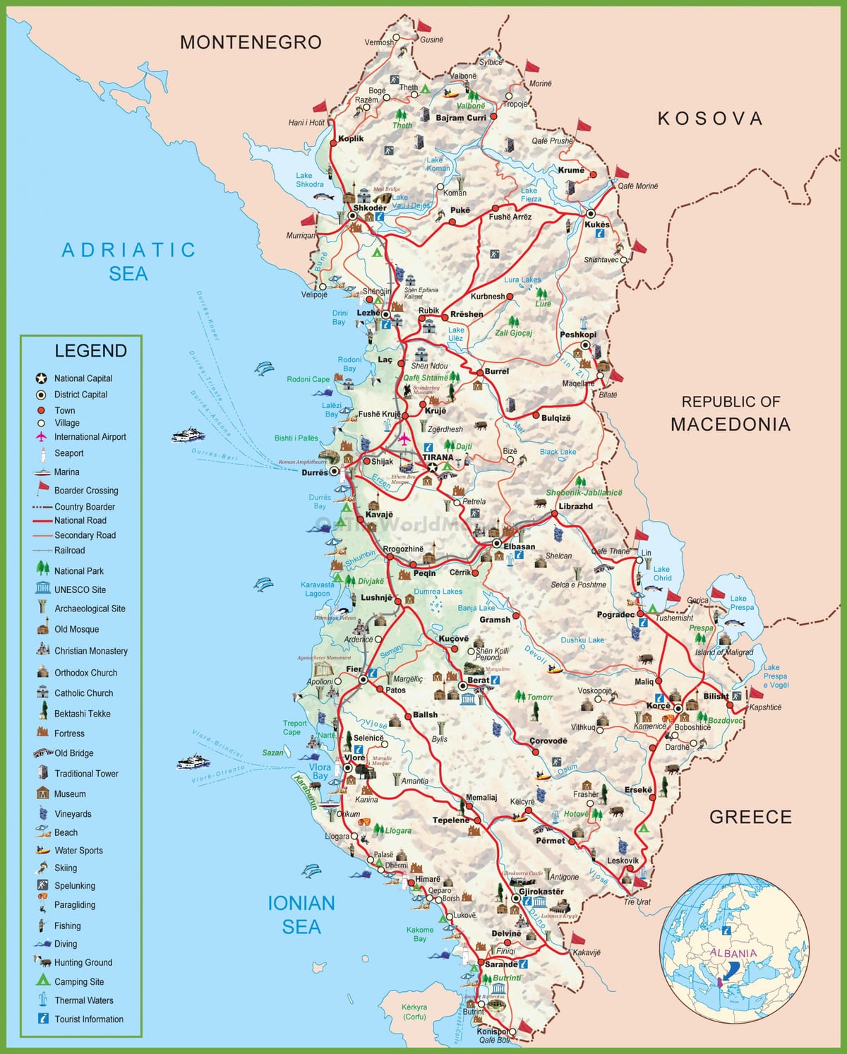 kaart shqiperia Albanië