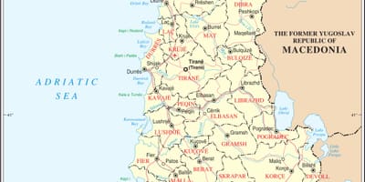 Kaart van Albanië met stede
