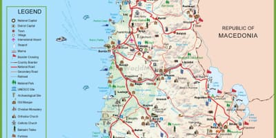 Kaart van Albanië toeriste